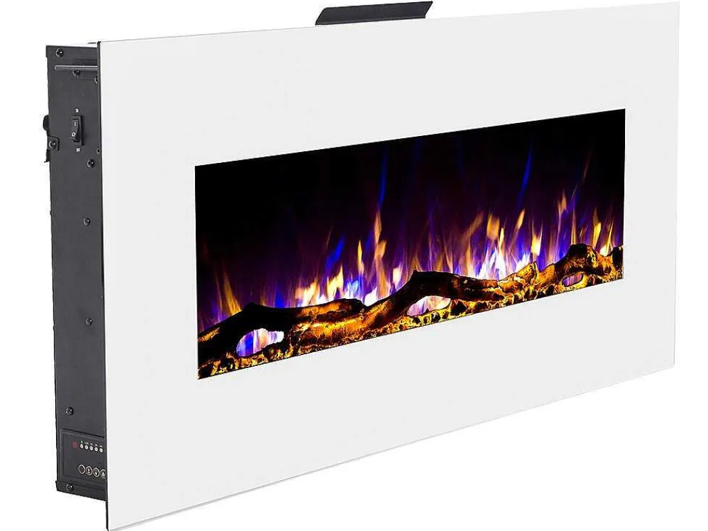 Elektrische Sfeerhaard Lalita - L110 X D14 X H49 Cm - Wit-FLAMATECH Discount