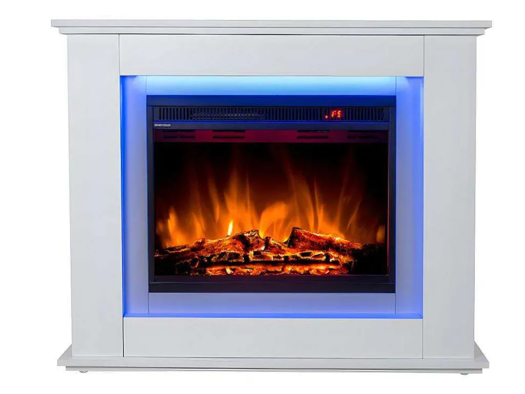 Elektrische Sfeerhaard Nevado - Met Schoorsteenmantel - Leds - L100 X D27,5 X H82,5 Cm - Wit-FLAMATECH Discount