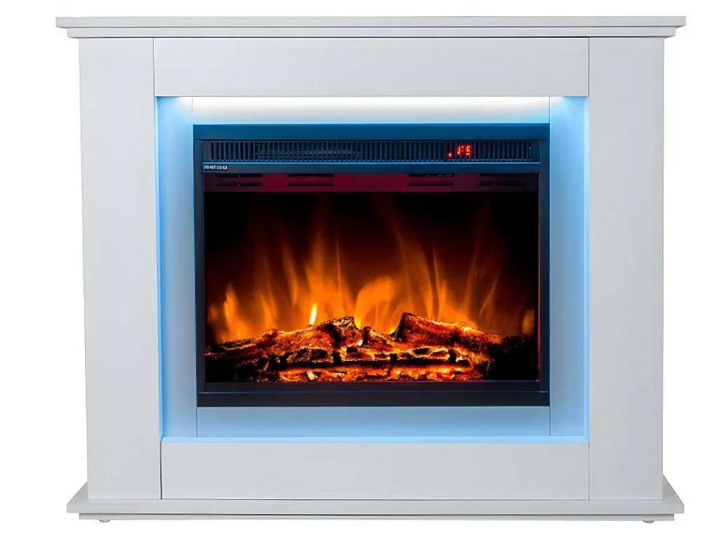 Elektrische Sfeerhaard Nevado - Met Schoorsteenmantel - Leds - L100 X D27,5 X H82,5 Cm - Wit-FLAMATECH Discount