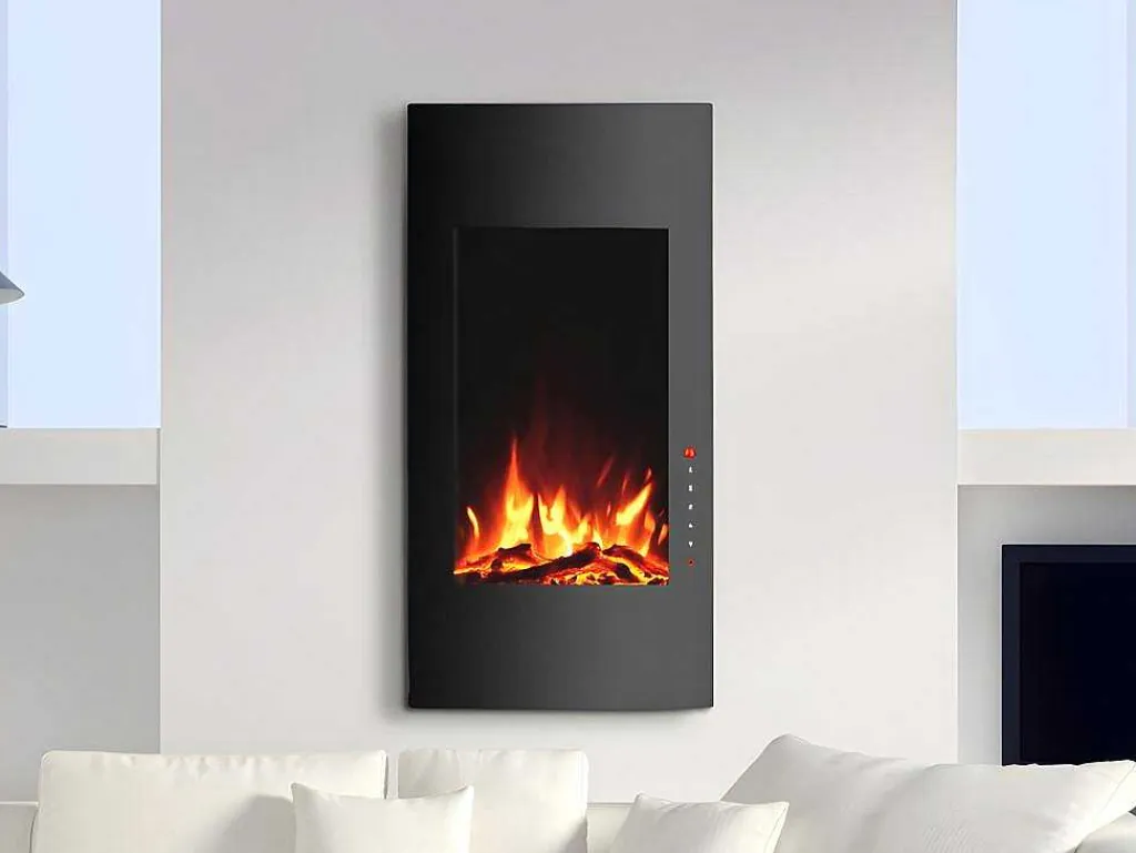 Elektrische Sfeerhaard Vulcano - L41 X D13 X H81 Cm - Zwart-FLAMATECH Discount