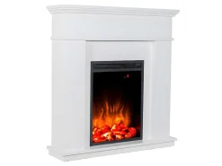 Elektrische Staande Sfeerhaard Vesuvia - Met Schoorsteenmantel - L98 X D24 X H102,5 Cm - Wit-FLAMATECH Hot