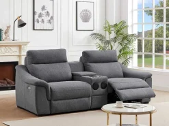 Elektrische Tweezits-Relaxzitsbank Van Grijze Stof Vereto-Vente-unique Discount