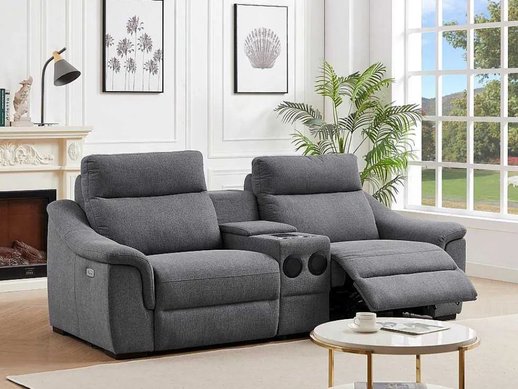 Elektrische Tweezits-Relaxzitsbank Van Grijze Stof Vereto-Vente-unique Discount