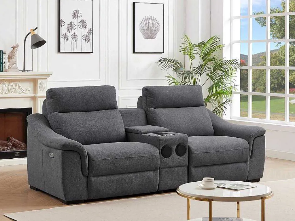 Elektrische Tweezits-Relaxzitsbank Van Grijze Stof Vereto-Vente-unique Discount