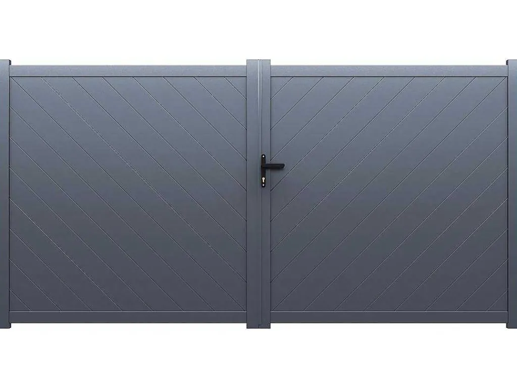 Elektrische Vleugelpoort - Vol Aluminium - L350 X H160 Cm - Antraciet - Zerano-EXPERTLAND Outlet