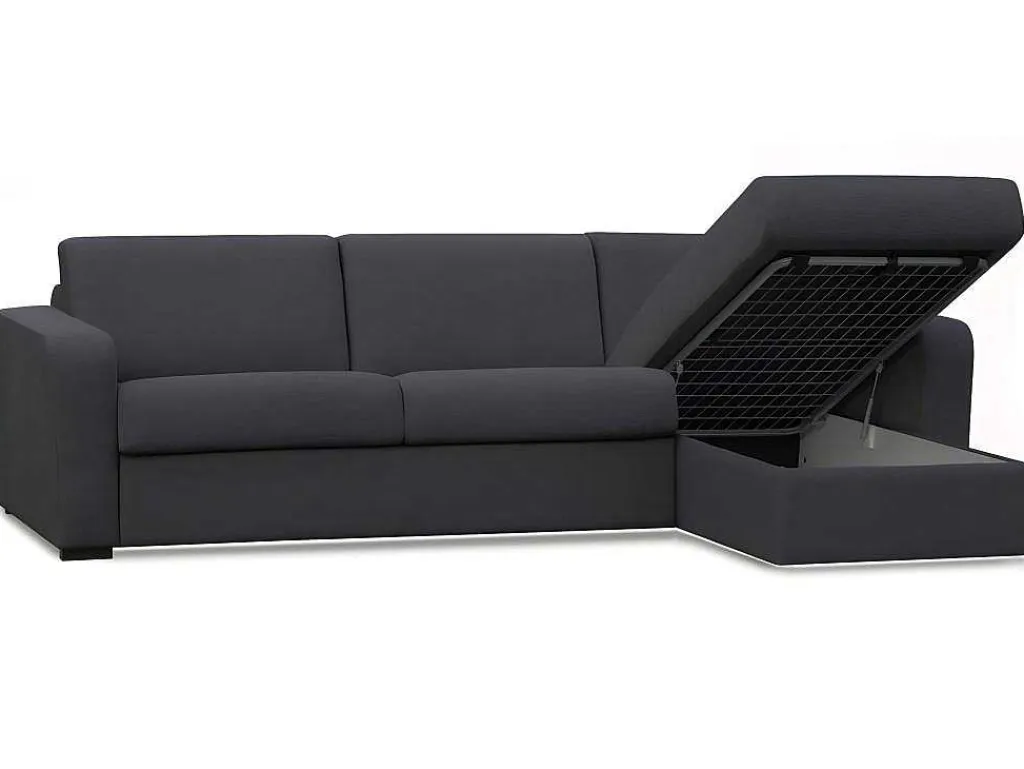 Express Hoekbedbank Flavien - Omkeerbare Hoek - Van Stof - Antraciet-Vente-unique Outlet