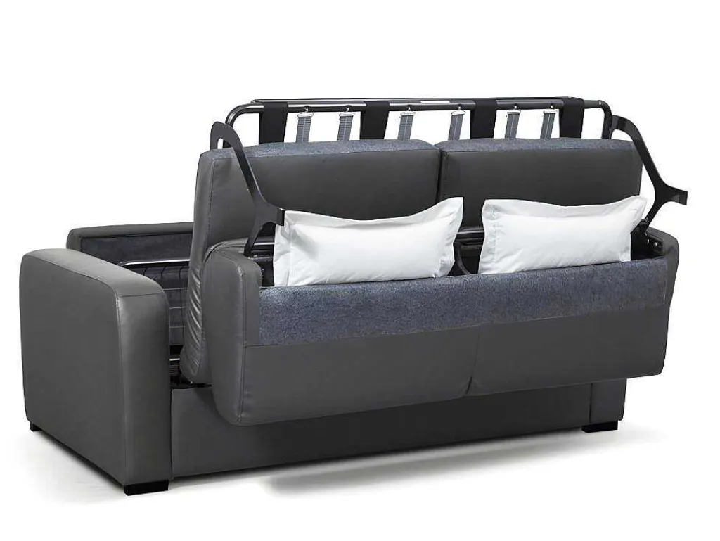 Express 3-Zits Bedbank Van Leer Bevis - Grijs-Vente-unique Discount