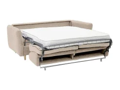Express-Driezitsslaapbank Van Beige Stof - Bed Met Brede Latten 140 Cm - Matras 14 Cm Arcadia-Vente-unique Hot
