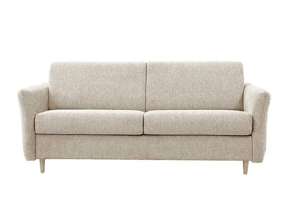 Express-Driezitsslaapbank Van Beige Stof - Bed Met Brede Latten 140 Cm - Matras 14 Cm Arcadia-Vente-unique Hot