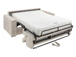Express-Driezitsslaapbank Van Beige Ribfluweel - Bed Met Brede Latten 140 Cm - Matras 18 Cm - Vizir-Vente-unique Sale