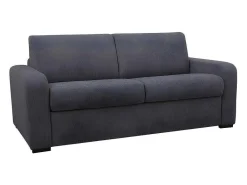Express-Driezitsslaapbank Van Antracietgrijze Stof - Bed Met Brede Latten 140 Cm - Matras 22 Cm - Bevis-Vente-unique Outlet