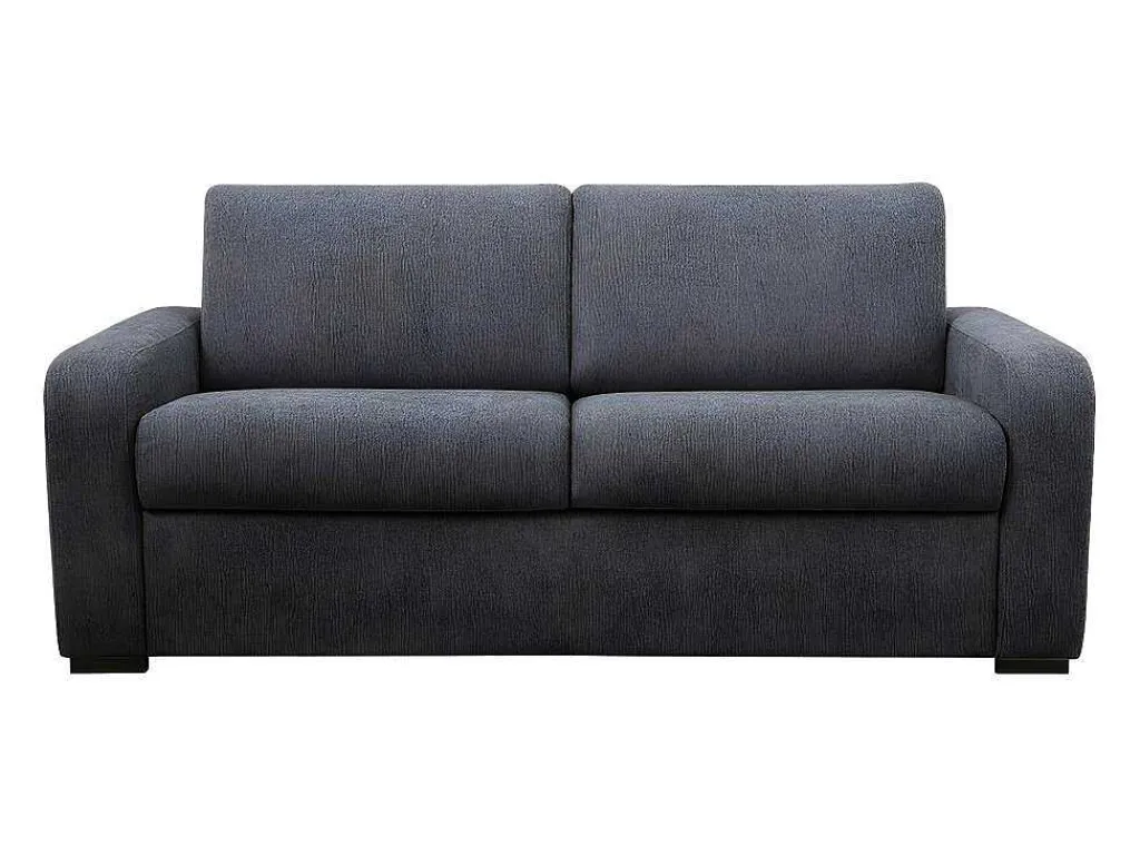Express-Driezitsslaapbank Van Antracietgrijze Stof - Bed Met Brede Latten 140 Cm - Matras 22 Cm - Bevis-Vente-unique Outlet