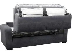 Express-Driezitsslaapbank Van Antracietgrijze Stof - Bed Met Brede Latten 140 Cm - Matras 22 Cm - Bevis-Vente-unique Outlet