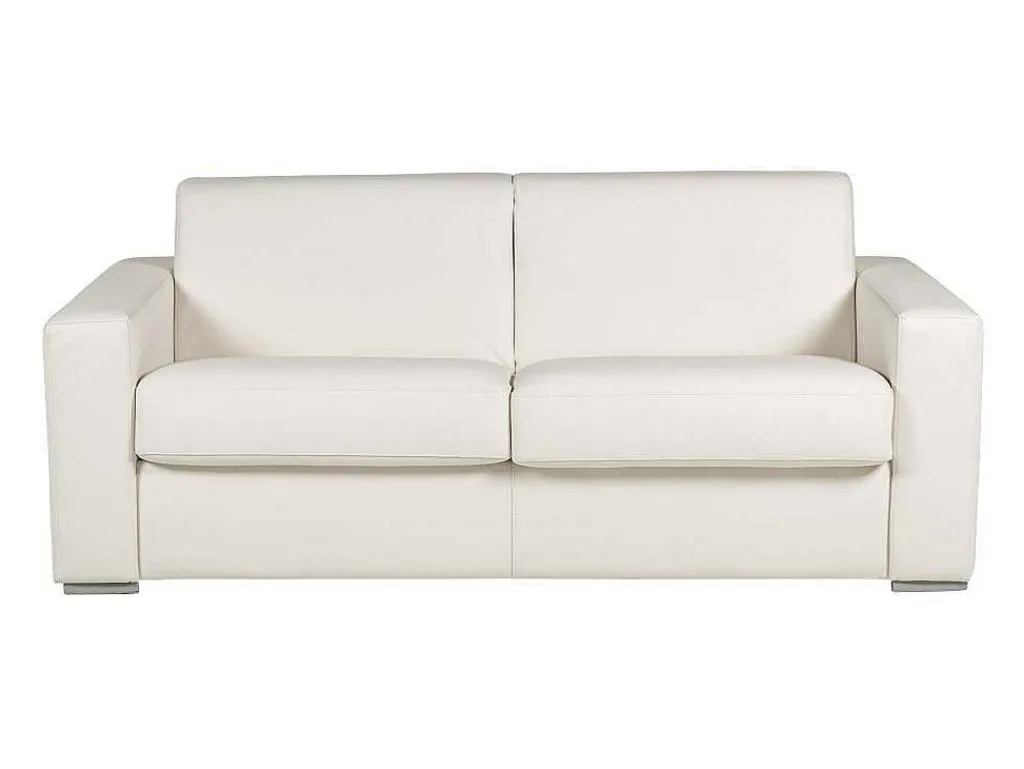 Express-Driezitsslaapbank Van 100% Wit Buffelleer, Matras 22 Cm Delectea Ii-LINEA SOFA Outlet