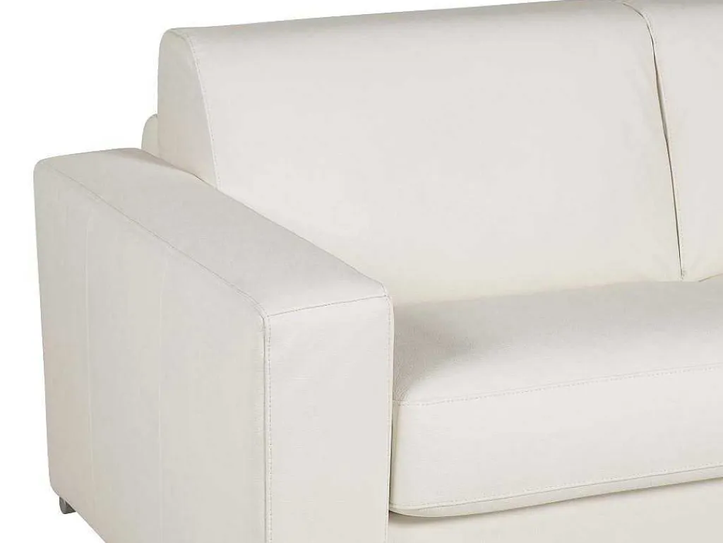 Express-Driezitsslaapbank Van 100% Wit Buffelleer, Matras 22 Cm Delectea Ii-LINEA SOFA Outlet