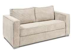 Express-Vierzitsslaapbank Van Beige Ribfluweel - Bed Met Brede Latten 160 Cm - Matras 22 Cm Loreto-Vente-unique