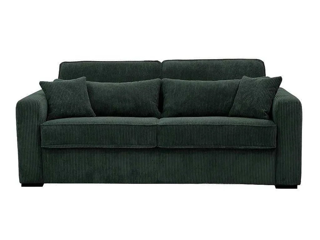 Express-Vierzitsslaapbank Van Groen Ribfluweel - Bed Met Brede Latten 160 Cm - Matras 18 Cm - Mondovi-Vente-unique Sale