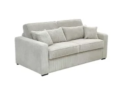 Express-Vierzitsslaapbank Van Beige Ribfluweel - Bed Met Brede Latten 160 Cm - Matras 18 Cm - Mondovi-Vente-unique Clearance
