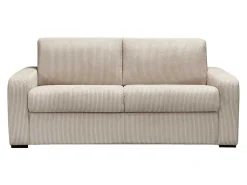 Express-Vierzitsslaapbank Van Beige Ribfluweel - Bed Met Brede Latten 160 Cm - Matras 18 Cm - Bevis-Vente-unique Outlet