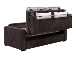 Express-Vierzitsslaapbank Van Bruin Ribfluweel - Bed 160 Cm - Matras 18 Cm - Mondovi-Vente-unique Hot