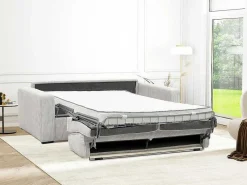Express-Vierzitsslaapbank Van Beige Ribfluweel - Bed Met Brede Latten 160 Cm - Matras 14 Cm - Mondovi-Vente-unique Best