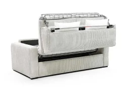 Express-Vierzitsslaapbank Van Beige Ribfluweel - Bed Met Brede Latten 160 Cm - Matras 14 Cm - Mondovi-Vente-unique Best