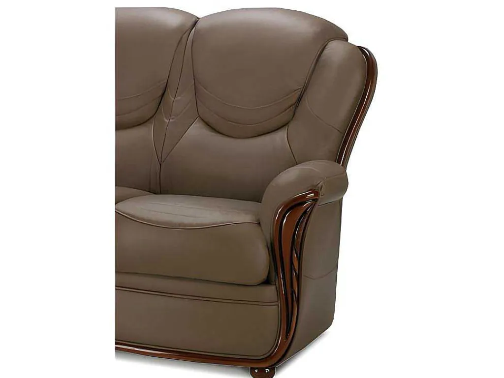 Fauteuil Adelaide - 100% Buffelleer - Taupe-Vente-unique Outlet