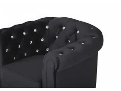 Fauteuil Chesterfield - Fluweel - Zwart Met Kristallen Knopen-Vente-unique New