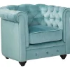 Fauteuil Chesterfield - Fluweel - Pastel Blauw-Vente-unique Online
