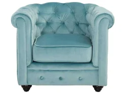 Fauteuil Chesterfield - Fluweel - Pastel Blauw-Vente-unique Online