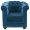 Fauteuil Chesterfield - Fluweel - Eend Blauw-Vente-unique Discount