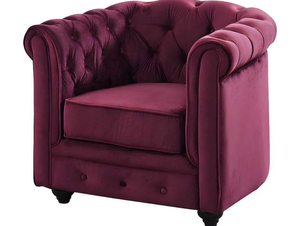 Fauteuil Chesterfield - Fluweel Paars-Vente-unique Sale