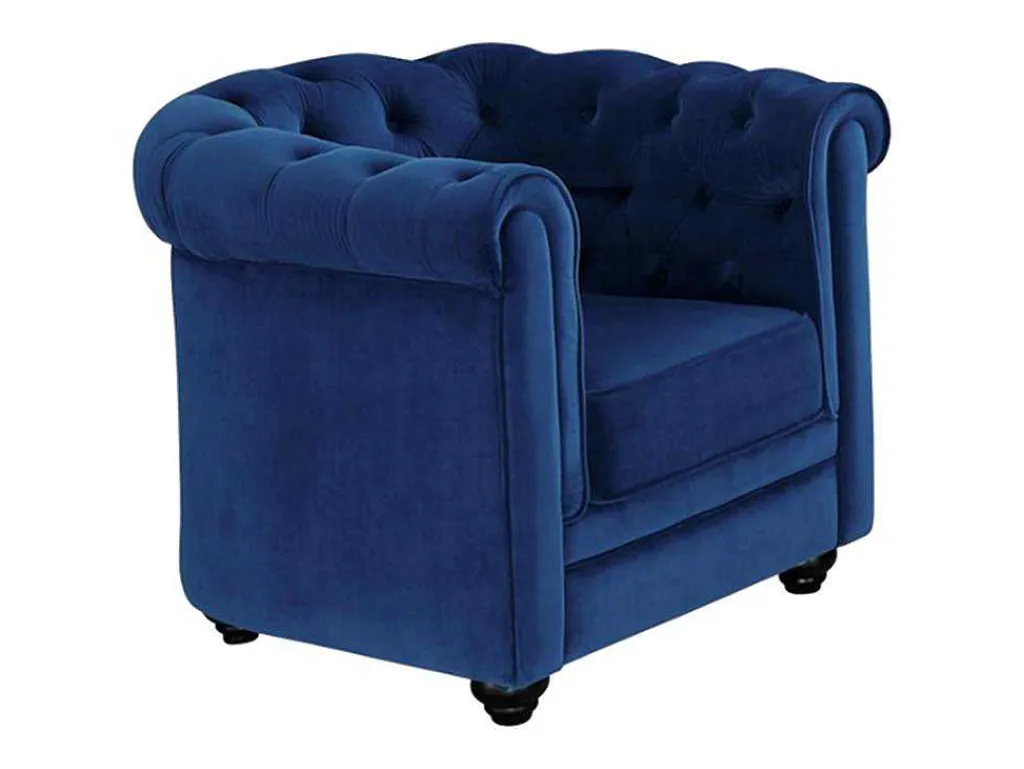 Fauteuil Chesterfield - Fluweel - Koningsblauw-Vente-unique Outlet