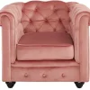 Fauteuil Chesterfield - Fluweel - Pastel Roze-Vente-unique Online
