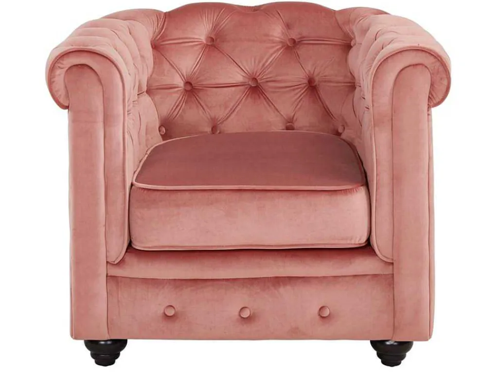 Fauteuil Chesterfield - Fluweel - Pastel Roze-Vente-unique Online
