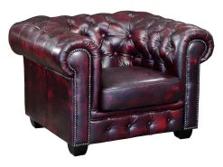 Fauteuil Chesterfield Brenton 100% Buffelleer - Cherry-LINEA SOFA Sale