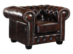 Fauteuil Chesterfield Brenton 100% Buffelleer - Bruin Tinten-LINEA SOFA Online