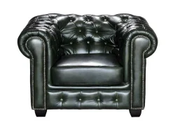 Fauteuil Chesterfield Brenton 100% Buffelleer - Empire Groen-LINEA SOFA Outlet