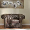 Fauteuil Chesterfield Clotaire Van 100% Leer Met Lived-In Aspect-Vente-unique Discount
