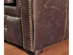 Fauteuil Chesterfield Clotaire Van 100% Leer Met Lived-In Aspect-Vente-unique Discount