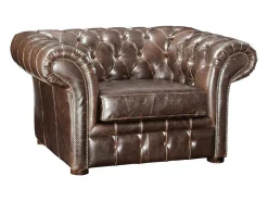Fauteuil Chesterfield Clotaire Van 100% Leer Met Lived-In Aspect-Vente-unique Discount