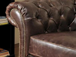 Fauteuil Chesterfield Clotaire Van 100% Leer Met Lived-In Aspect-Vente-unique Discount