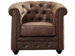 Fauteuil Chesterfield Van Microvezel Met Vintage Look-Vente-unique Sale