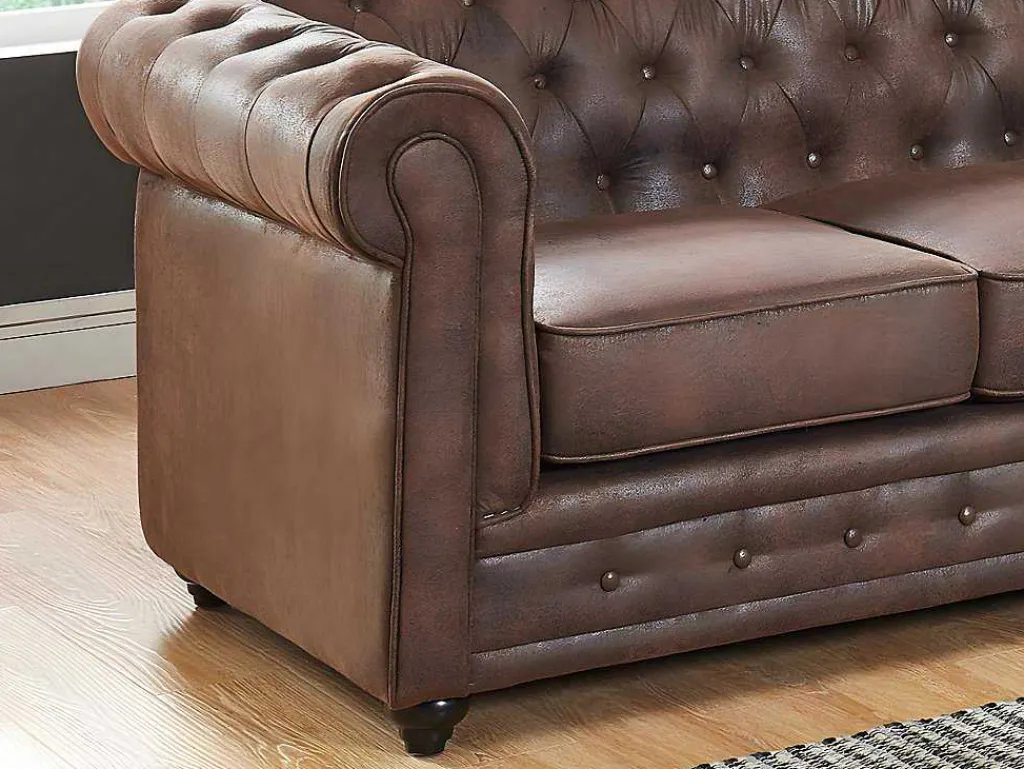 Fauteuil Chesterfield Van Microvezel Met Vintage Look-Vente-unique Sale