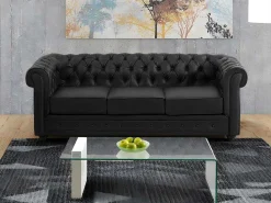 Fauteuil Chesterfield Van Kunstleer - Zwart-Vente-unique Clearance