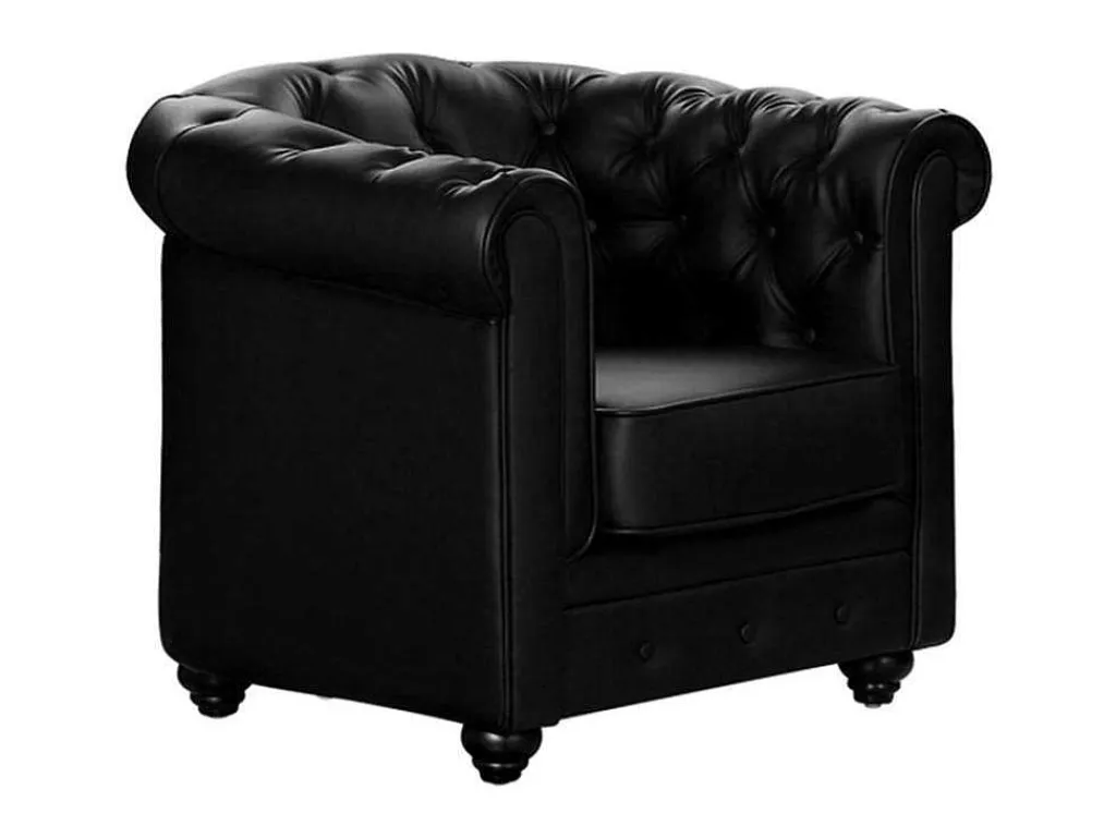 Fauteuil Chesterfield Van Kunstleer - Zwart-Vente-unique Clearance