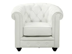 Fauteuil Chesterfield Van Kunstleer - Wit-Vente-unique Hot