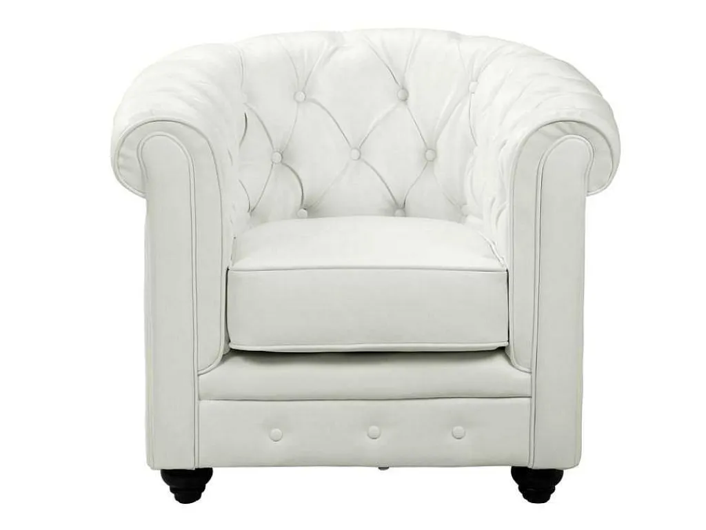Fauteuil Chesterfield Van Kunstleer - Wit-Vente-unique Hot