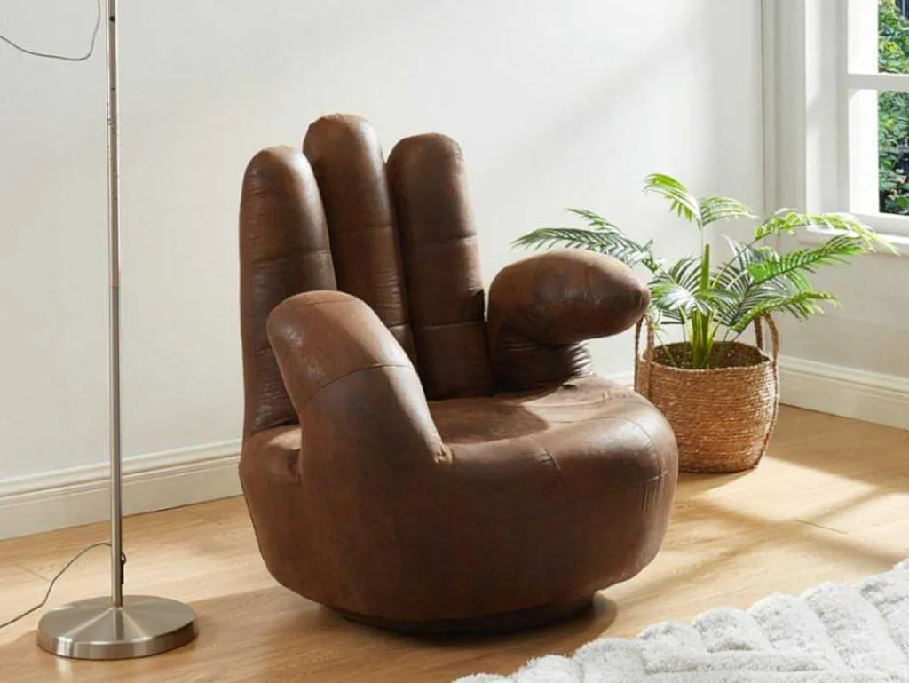 Fauteuil Draaibaar Catchy Van Microvezel Met Verouderd Effect-Vente-unique Outlet