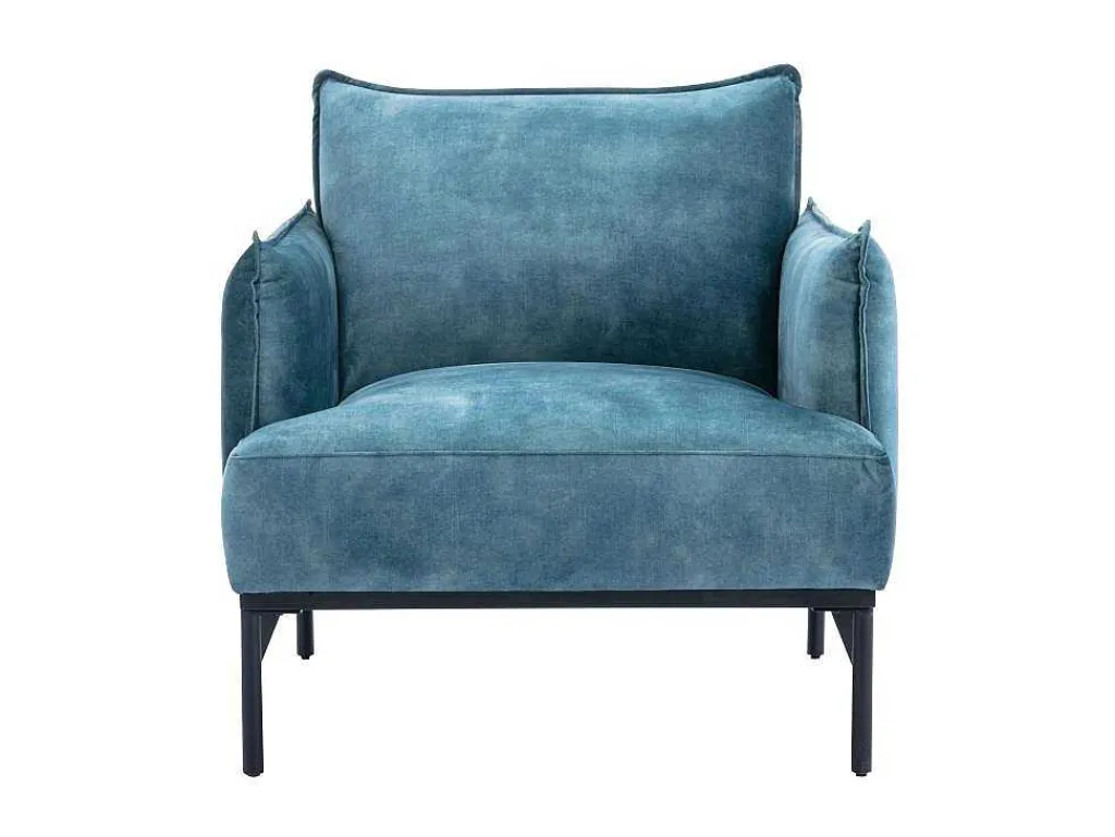 Fauteuil Eendenblauw Fluweel Joel-Vente-unique